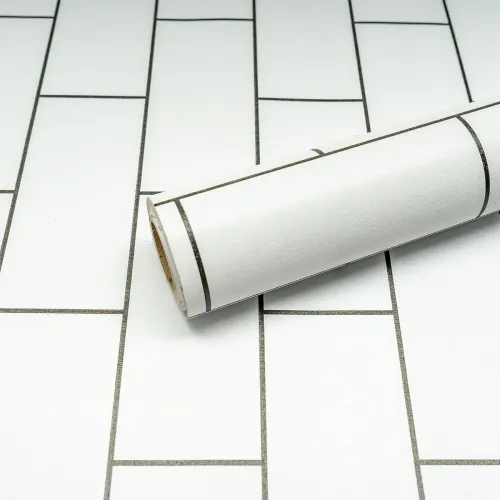 Image of FOKRIM White Brick Wallpaper Sticker 45x300cm