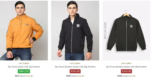 Image of FORT COLLINS Men's Zip-Front Jacket Minimum 60% Discount