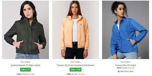Image of FORT COLLINS Quilted Regular Fit Biker Jacket Starting at ₹432