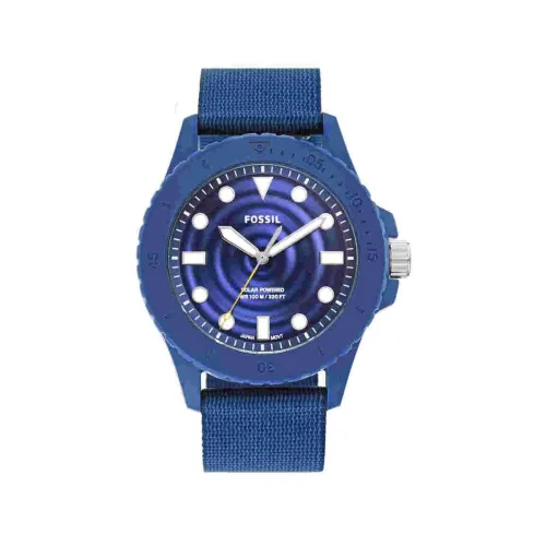 Image of Fossil Plastic Fb-01 Analog Blue Dial & Band Men's Watch-Fs5893
