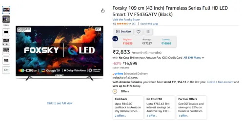 Image of Foxsky (FS43GATV) 43inch LED Smart TV