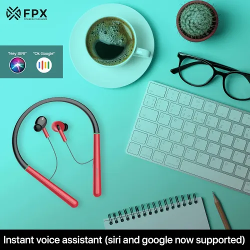 Image of FPX Magnus 50Hr Playtime with Superior Sound Wireless Neckband Headset (Red, in The Ear)