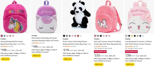 Image of Frantic Kids School Bags Starting @ ₹199