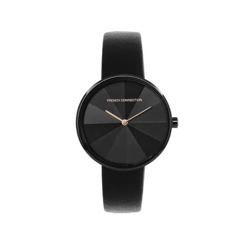 Image of French Connection Black Leather Analog Women’s Watch