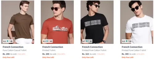 Image of French Connection Casual T-shirt Starting At @₹299
