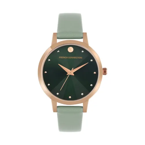 Image of French Connection Leather Analog Green Dial Women's Watch
