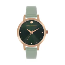 French Connection Leather Analog Green Dial Womens Watch-Fcn00017H, Band_Brown