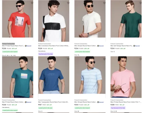 Image of French Connection Men's T Shirts upto 85% Discount