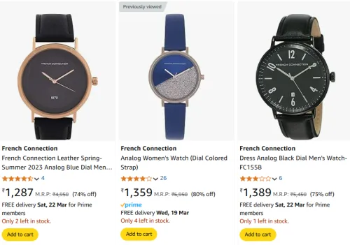 Image of French Connection Men & Women Watches Minimum 80% Discount