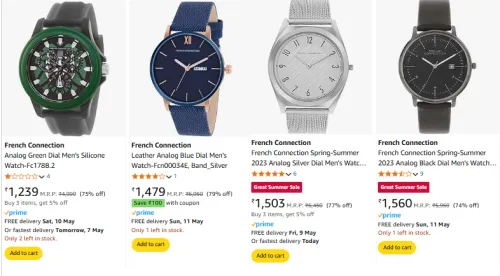 Image of French Connection Men's Analog Watch Minimum 70% Discount