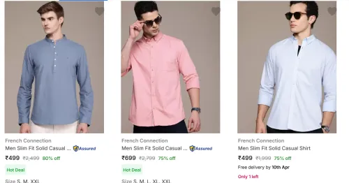 Image of French Connection Men's casual Shirt Starting at just ₹499