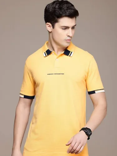 Image of French Connection Yellow Polo Neck T-Shirt
