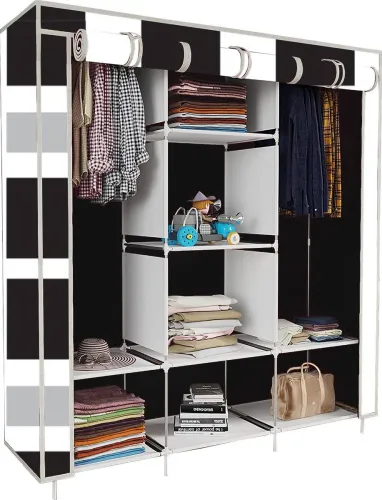 Image of French Door Print PP Collapsible Wardrobe 