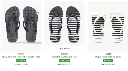 Image of FRISBEE Striped Thong-Strap Flip-Flops Starting @ ₹50