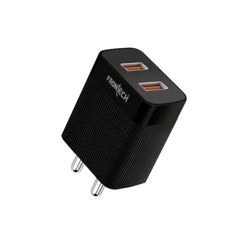 Image of FRONTECH 12W/2.4A Dual USB Mobile Charger, Comes with Type-C Data Cable |