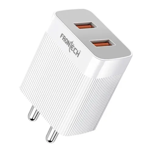 Image of FRONTECH 12W/2.4A Dual USB Mobile Charger, Comes with Type-C Data Cable |
