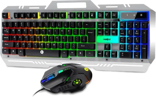 Image of Frontech KB-0039 Wired Super Design Gaming Keyboard and Optical Mouse| RGB Backlight Combo Set (Black)