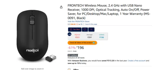 Image of FRONTECH Wireless Mouse 1000 DPI