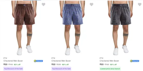 Image of FTX Checkered Men Boxer Starting ₹69