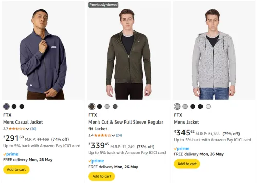 Image of FTX Men's Jackets at minimum 72% Discount