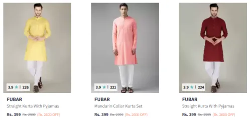 Image of Fubar Brand Men's Kurta with Pajama @ Start ₹399