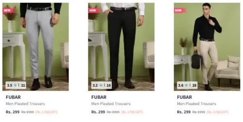 Image of Fubar Brand Men's Trousers @ Start ₹299