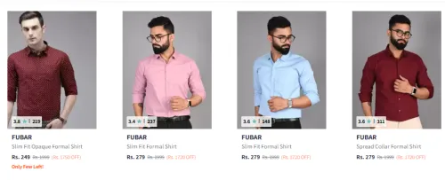 Image of FUBAR Men's Formal Shirts at minimum 80% Discount