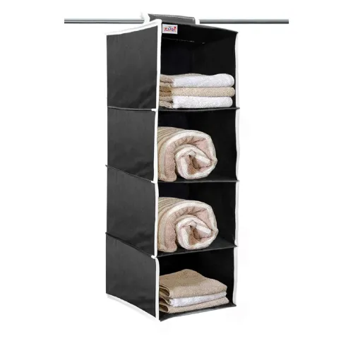 Image of Fun Homes 4-Shelf Hanging Closet Organizer, Foldable Wardrobe Storage