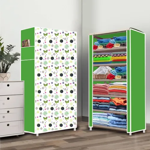 Image of FurniGully 6 Shelf Carbon Steel Collapsible Wardrobe