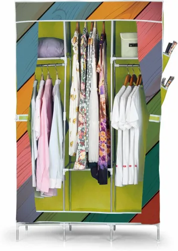 Image of FurniGully Carbon Steel Collapsible Wardrobe