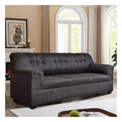 Image of FURNY Alborra 3 Seater Fabric Sofa Set (Grey)
