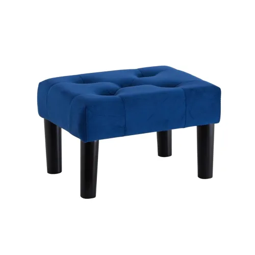 Image of Furshus Small Footstool, Velvet Ottoman With Wood Legs