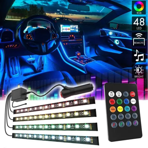 Image of Gadiparts LED Car Atmosphere Lights (48 LEDs, 4 Strips, Multicolor)