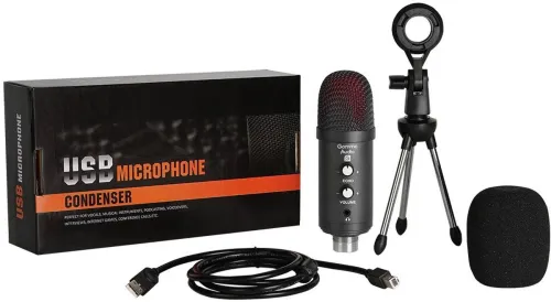 Image of Gamma Audio GA-YR06 Shielded Cable Condenser Microphone With Tripod Stand,USB Cable,Sponge