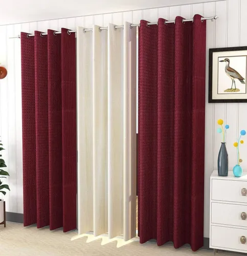Image of GARNISHOME 5 ft Polyester Room Darkening Window Curtain (Pack of 3)