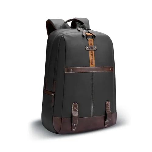 Image of Gear Classic 4 31L Faux Leather Laptop Backpack (Black-Brown)
