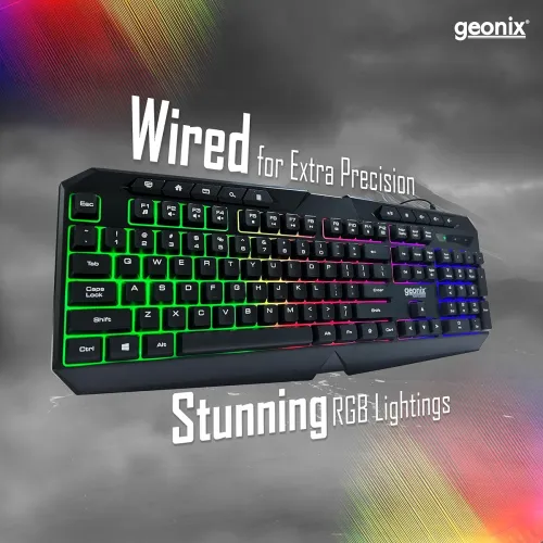 Image of Geonix Cruiser K3 Multi Function Gaming Keyboard with 114 Keys, Dedicated Multimedia Keys