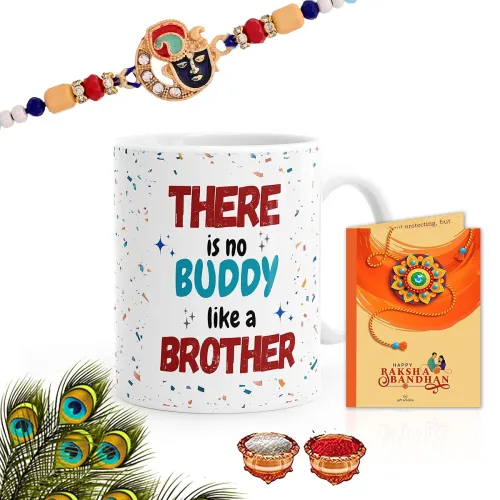 Image of Gift Arcadia Rakhi for Brother with Printed Ceramic Mug Combo Pack of 4