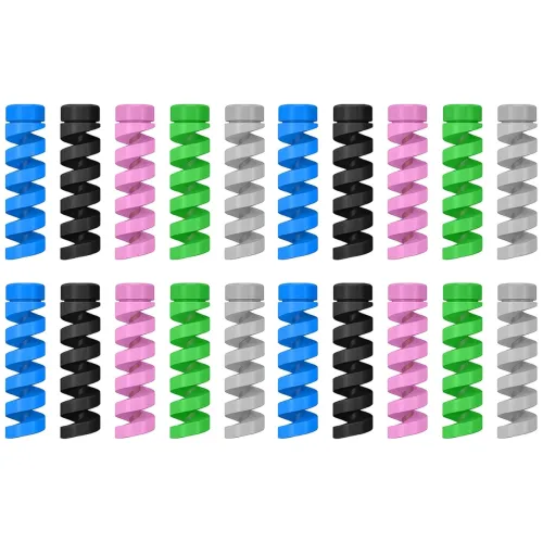 Image of Gizga Essentials Spiral Cable Protector Cord Saver (20 Pack Multi-Color)