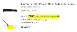 Gizmore Bar 1000 Portable Bluetooth Speaker (10W, Stereo)