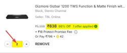 Gizmore Gizbar 1200 Bluetooth Soundbar (12W, TWS, 6H Playtime)