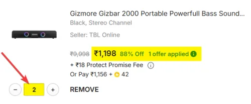 Image of Gizmore Gizbar 2000 Bluetooth Soundbar (20W, Bass Boost, EQ Modes)