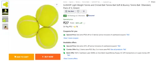 Image of GJSHOP Light Weight Tennis & Cricket Ball Soft & Bouncy Tennis Ball pack of 3