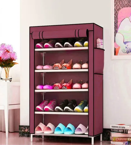 Image of Gkamp 5 Layer Shoe Rack Metal Collapsible Shoe Stand