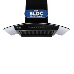 Glen RICA BLDC BLACK 90cm Curved Glass Wall Mounted Chimney (‎CH60CTRICADCACB90)