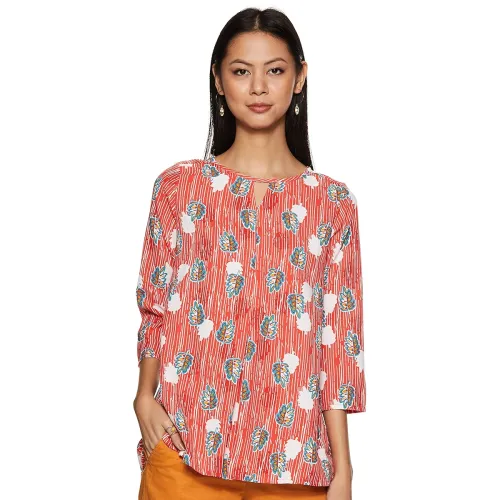 Image of global desi Women's Floral Regular Fit Top