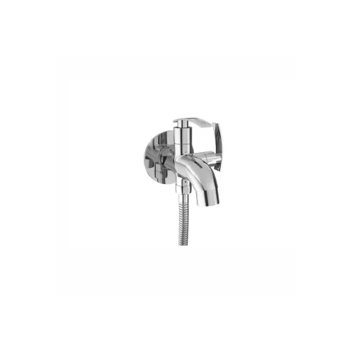Image of GLOXY 2-in-1 Chrome Bib Cock Tap with Dual Levers & Flange