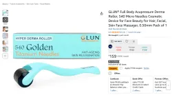 GLUN® 0.5mm Derma Roller with 540 Needles for Face & Hair (Pack of 1)