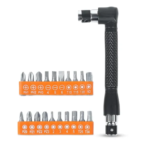 Image of GLUN 1/4 Inch Hex Socket Wrench Screwdriver and Bit Set with 20 Steel Screwdriver Bits