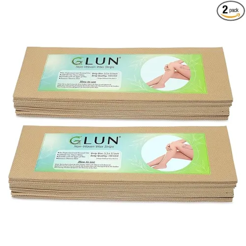 Image of GLUN® Wax Strips for Smooth Skin Without Wax, 140 Pieces Beige Strips, Hair-Free Skin